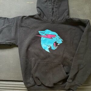 Kids Black Hoodie with Blue Panther Design